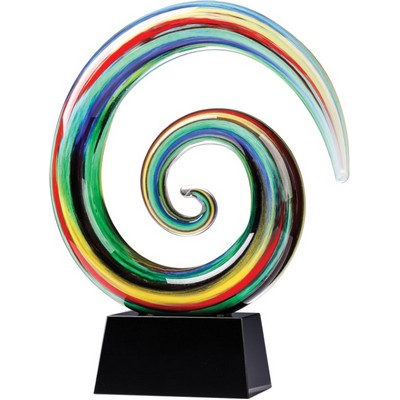 Ram Horn Swirl Art Glass Award 9"H