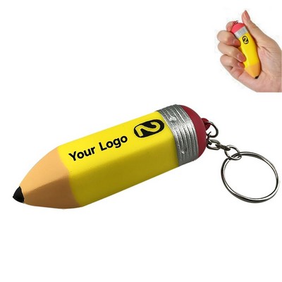 Pencil Shaped Stress Ball Keychain
