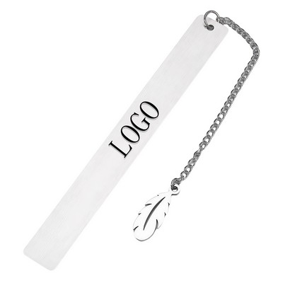 Stainless Steel Bookmark w/Feather Chain
