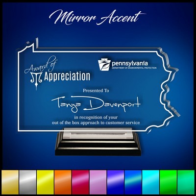 12" Pennsylvania Clear Acrylic Award with Mirror Accent