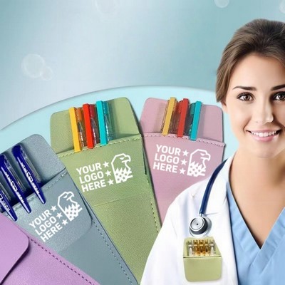 Nurse Doctor Shirt Pocket Pen Holder PU Leather Protector